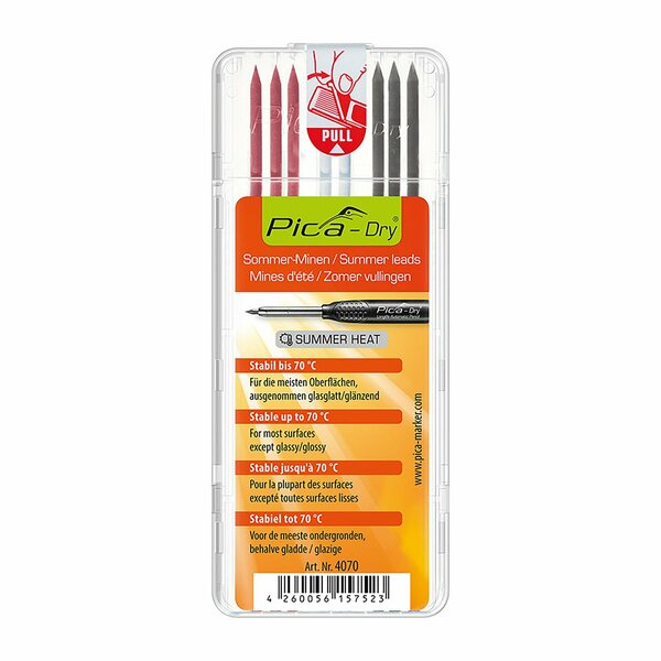 Pica Dry Special Summer Leads Refill Leads, Assorted, Graphite, Red & White, 8PK 4070